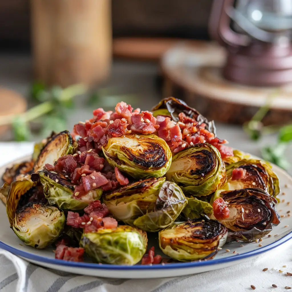 Brussels Sprouts with Bacon – Crispy Brussels sprouts with chopped bacon