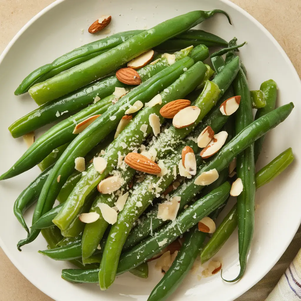 Green Bean Almondine – Green beans sauteed with butter garlic and almonds