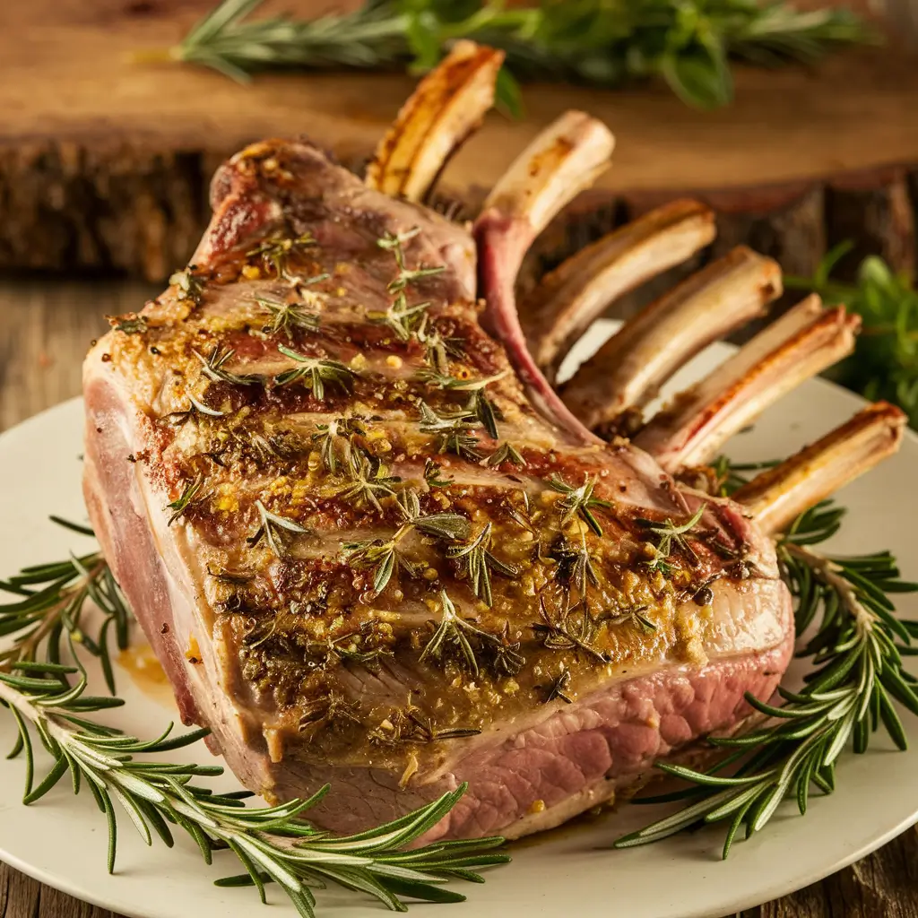 Herb Crusted Rack of Lamb – Seasoned with rosemary thyme and garlic