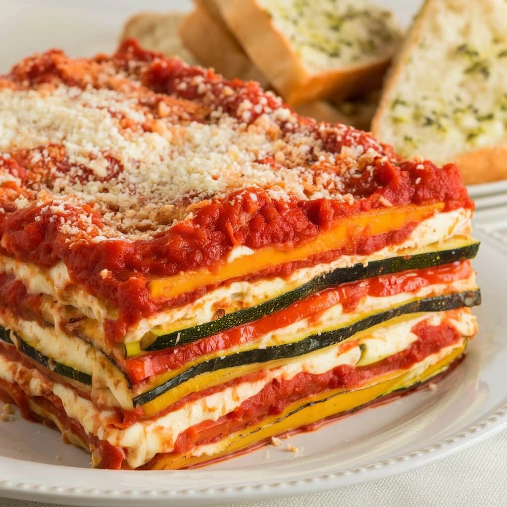 Roasted Vegetable Lasagna – Layered with ricotta roasted vegetables and marinara