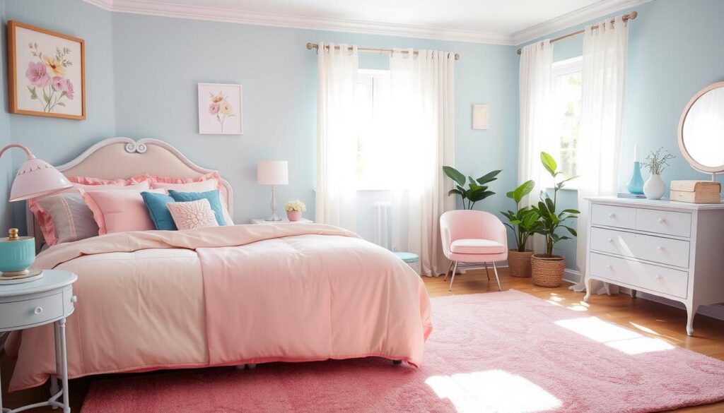 Blue and Pink Bedroom