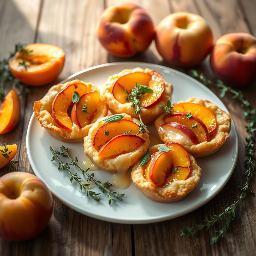 Peach Thyme Tarts with Gruyere