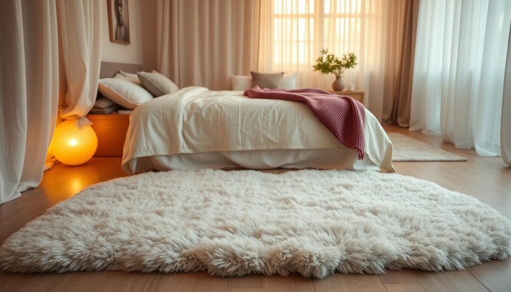 comfortable rug in a cozy bedroom