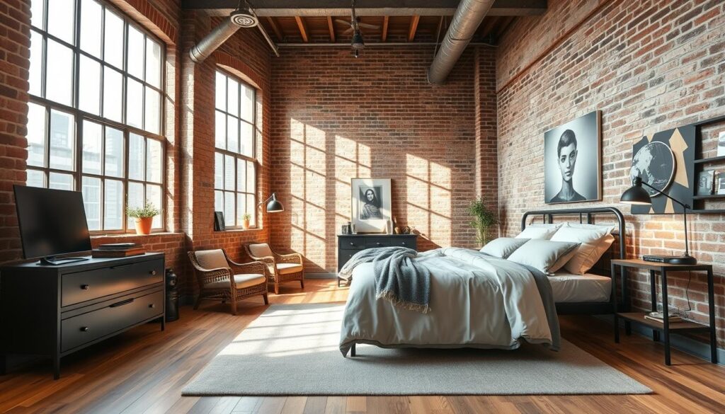 industrial loft bedroom inspiration