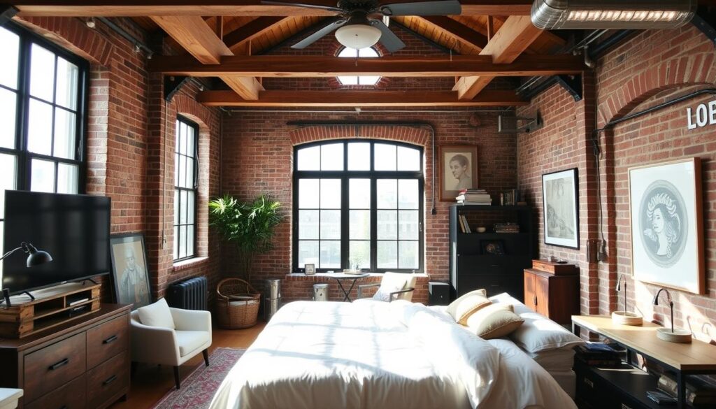 industrial loft bedroom inspiration