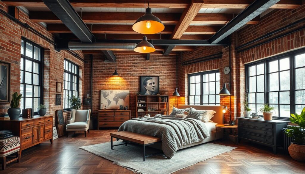 industrial loft bedroom inspiration