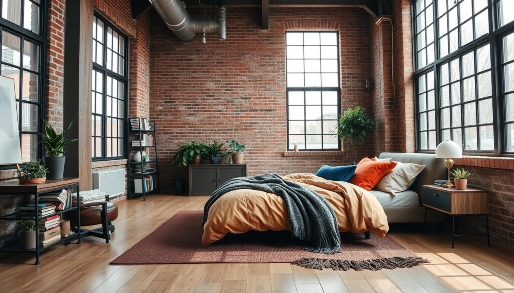 industrial loft bedroom inspiration