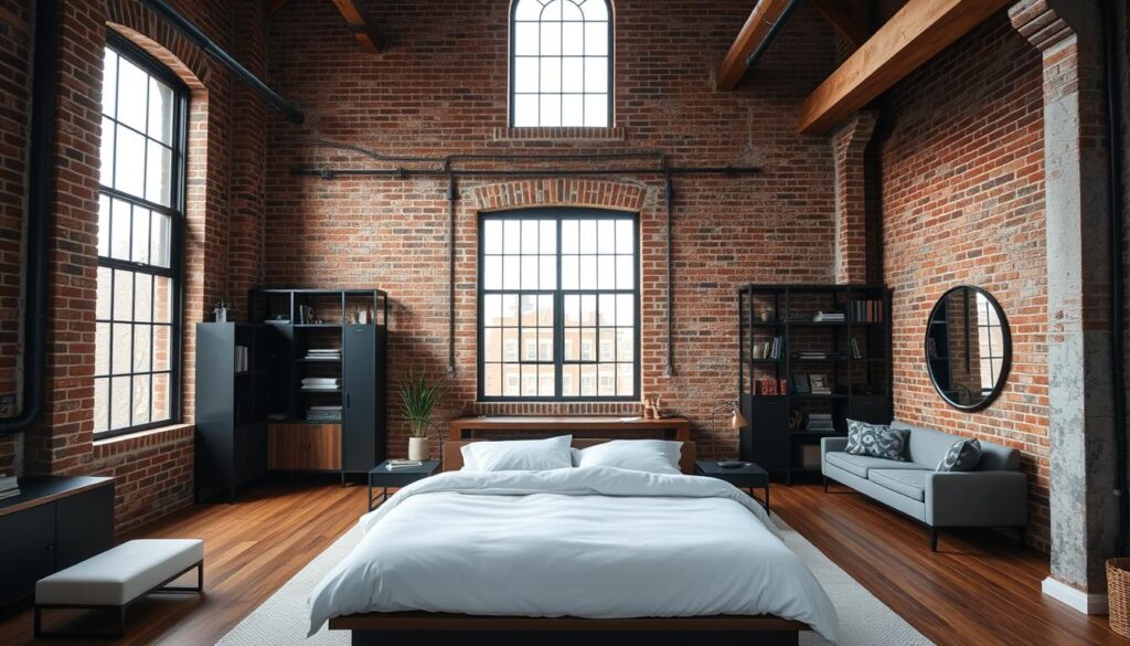 open concept loft bedroom