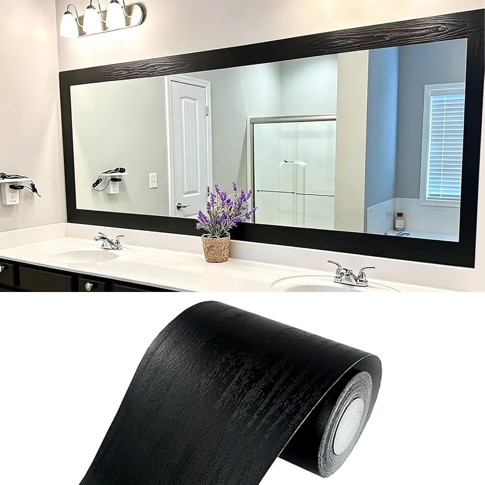 black wood grain peel and stick wall decor