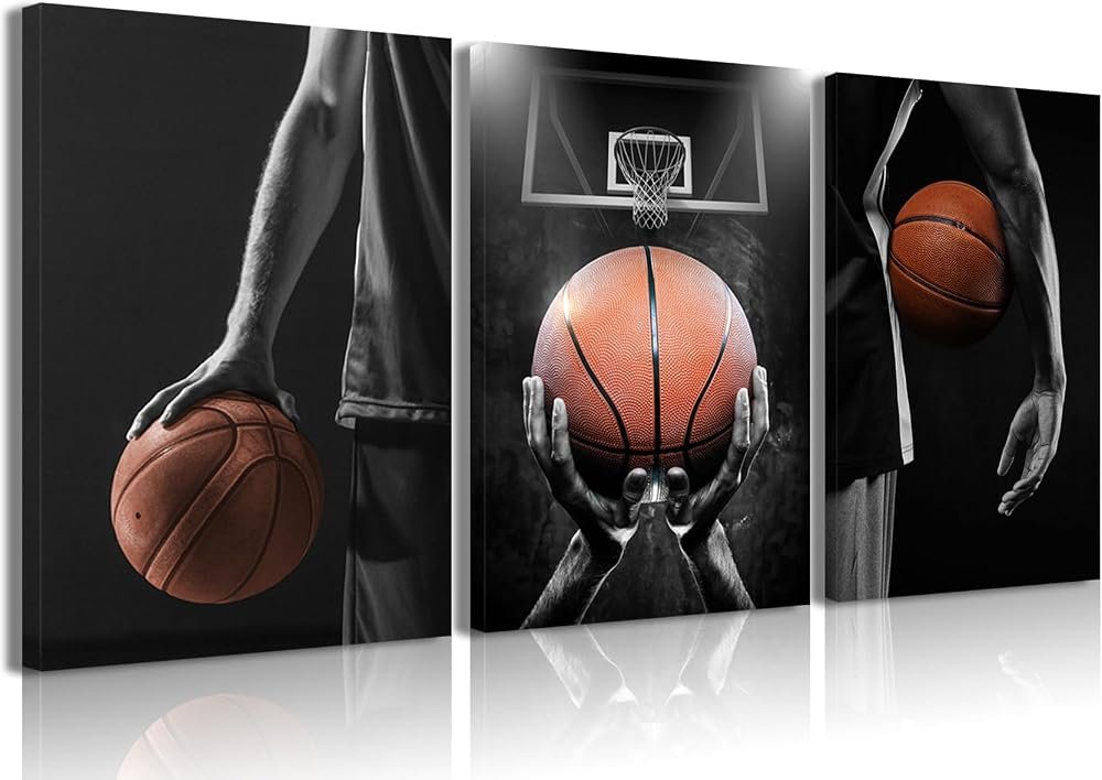 basketball canvas wall art set of 3