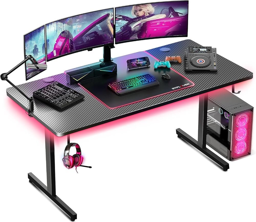 LED gaming desk for a teen boy bedroom