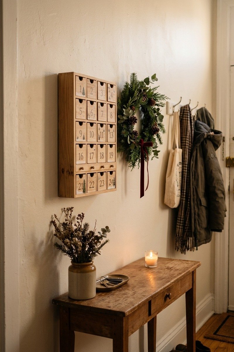 Wall hanging advent calendar in an apartment