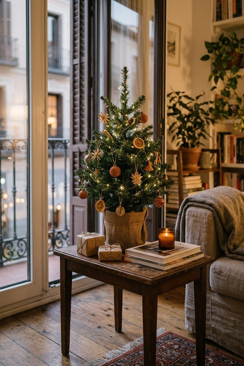 Árbol de Navidad pequeño en un piso