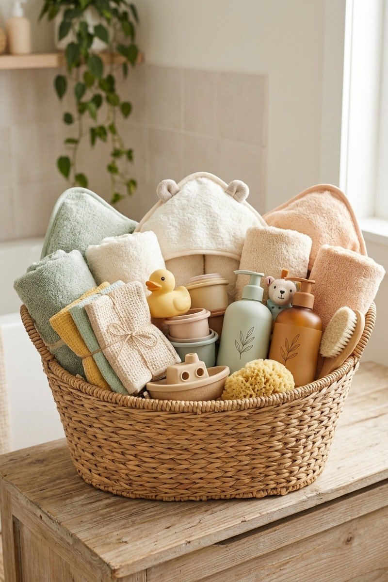 Baby bath-time gift basket