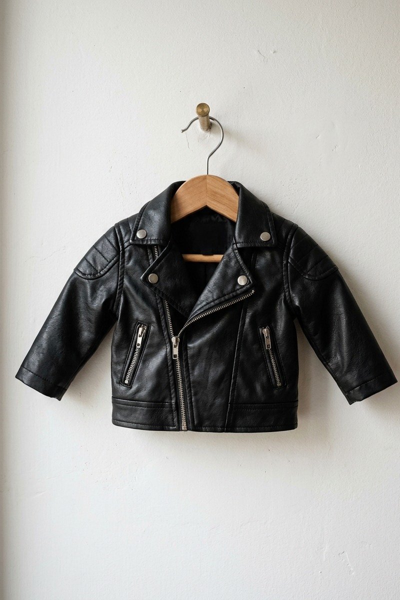 Baby faux leather biker jacket