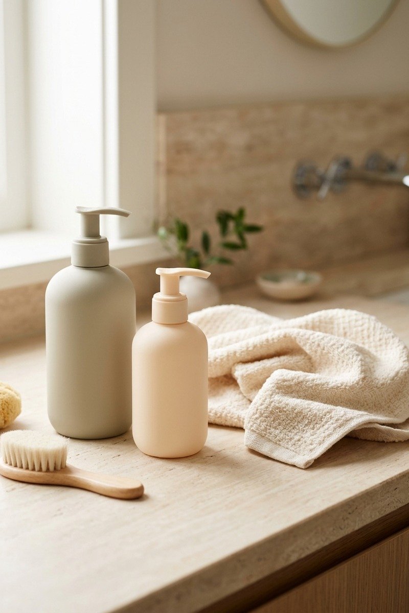 Gentle baby wash and shampoo bottles