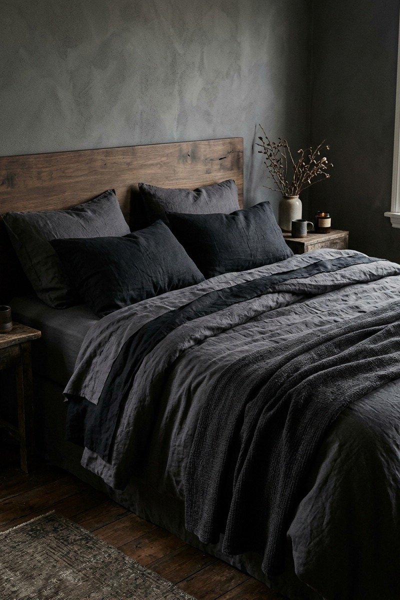 Black and charcoal bedding