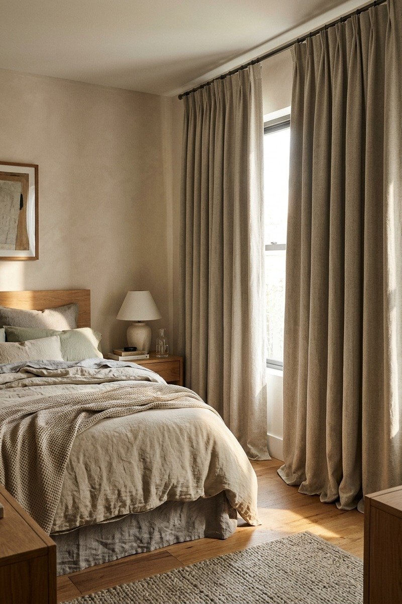 Bedroom with blackout curtains