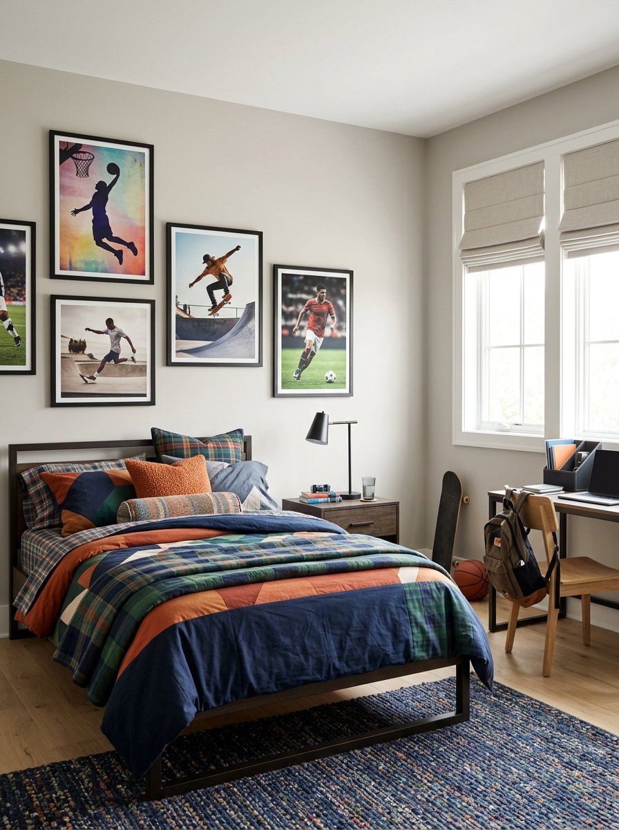 Soft gray painted boys bedroom