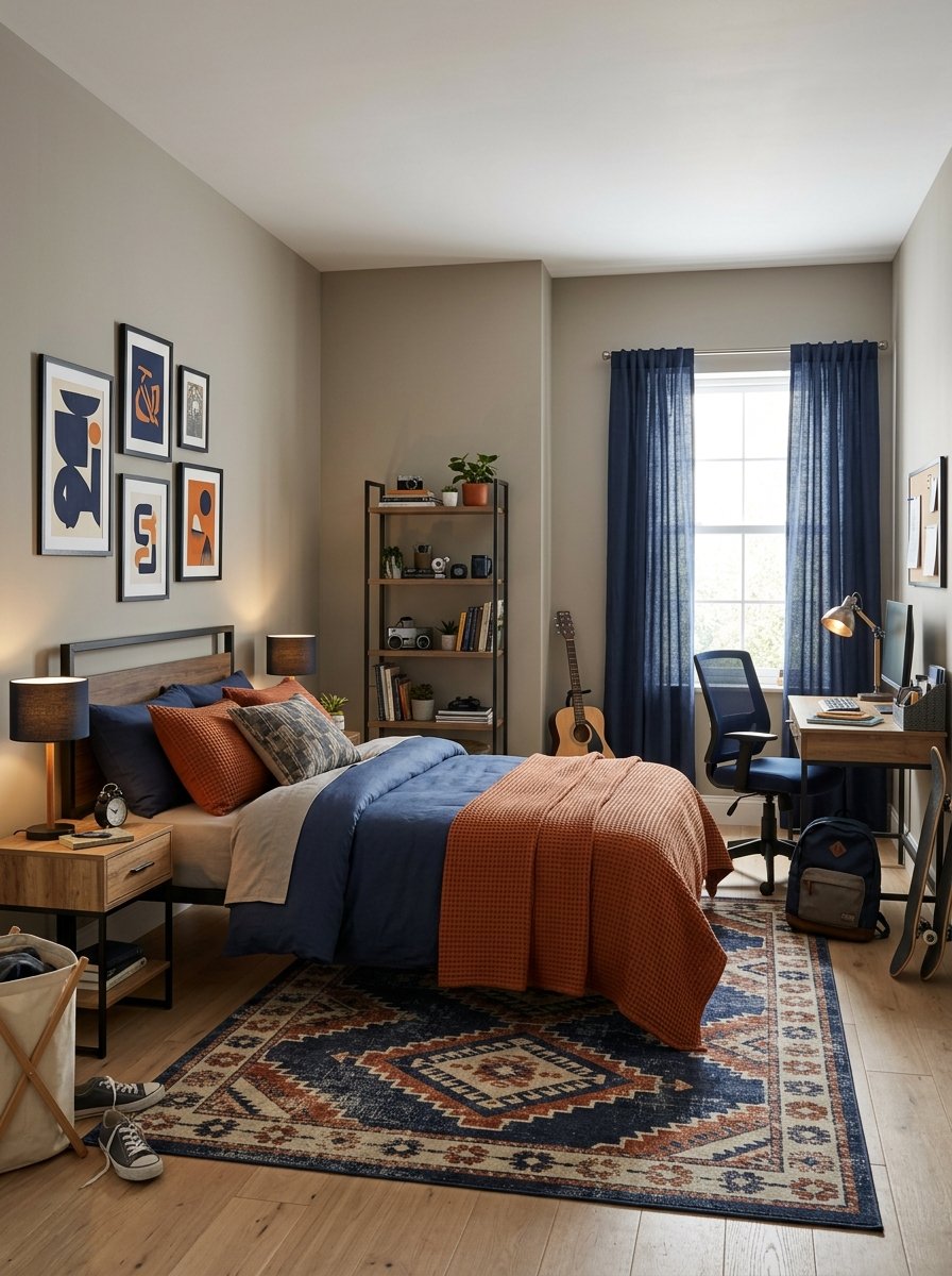 Warm greige painted boys bedroom