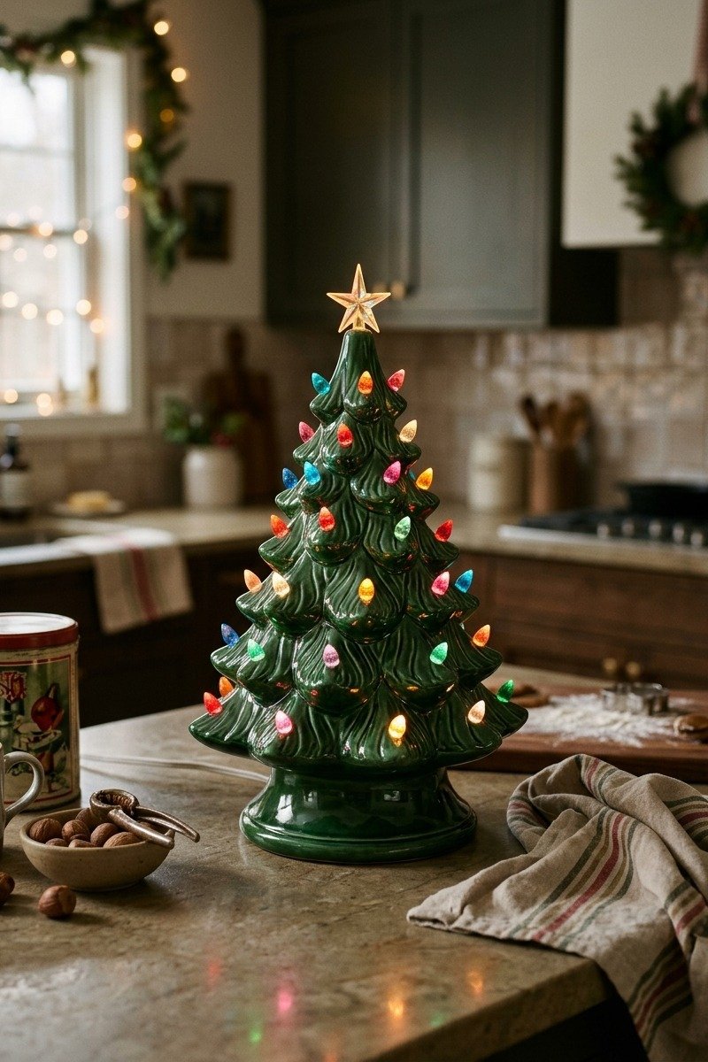 Vintage-style ceramic Christmas tree