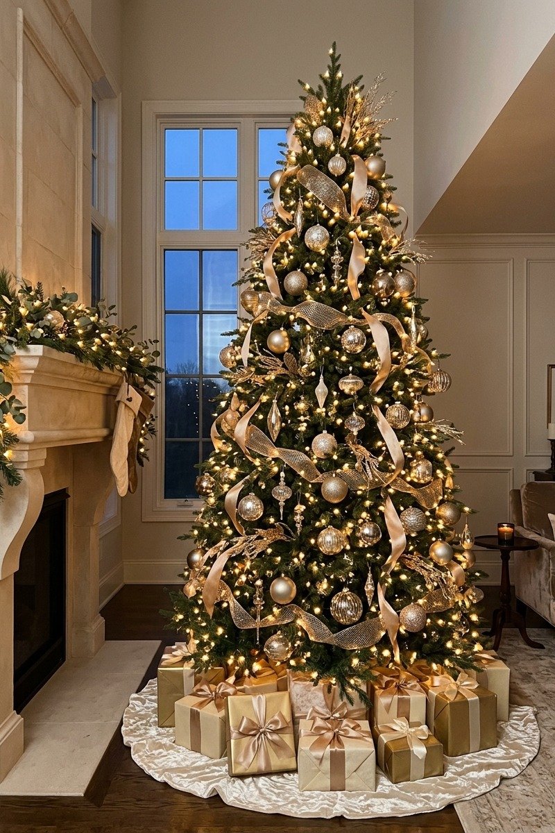 Champagne and gold Christmas tree
