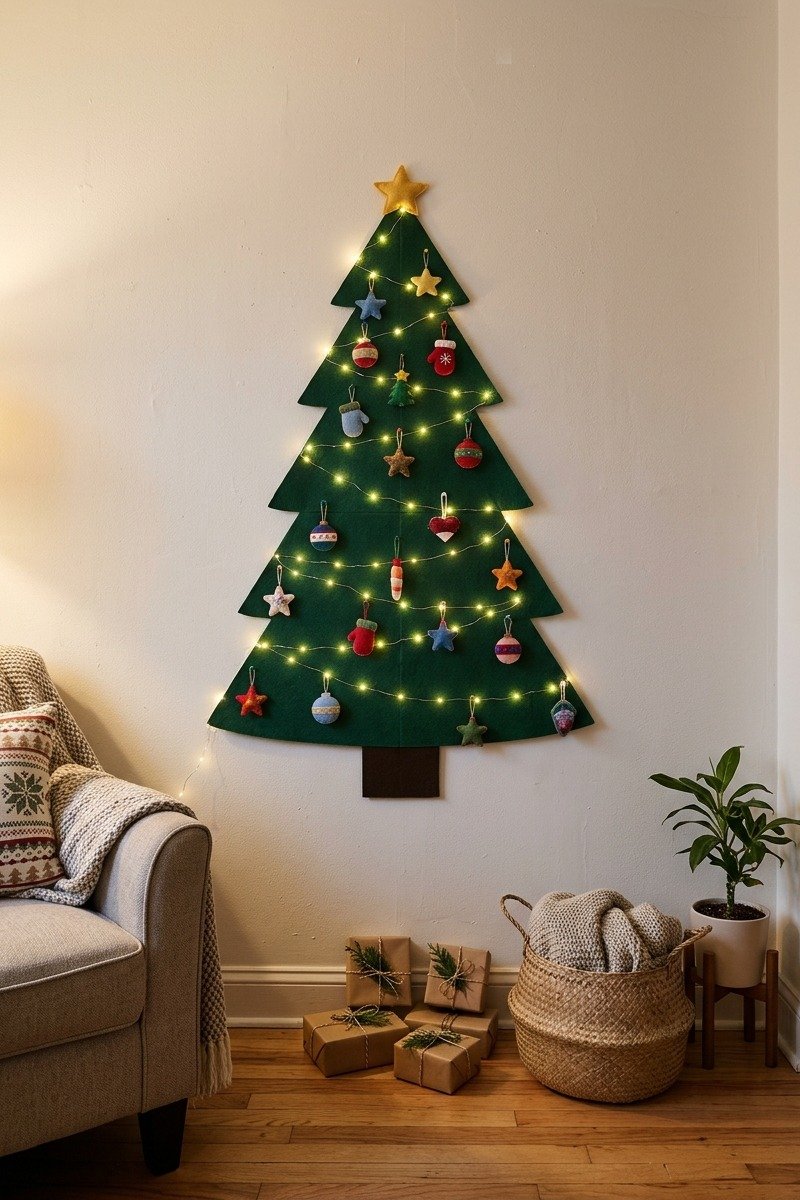 Christmas tree wall decal with lights