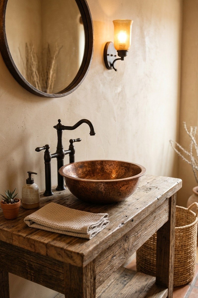Hammered copper vessel sink