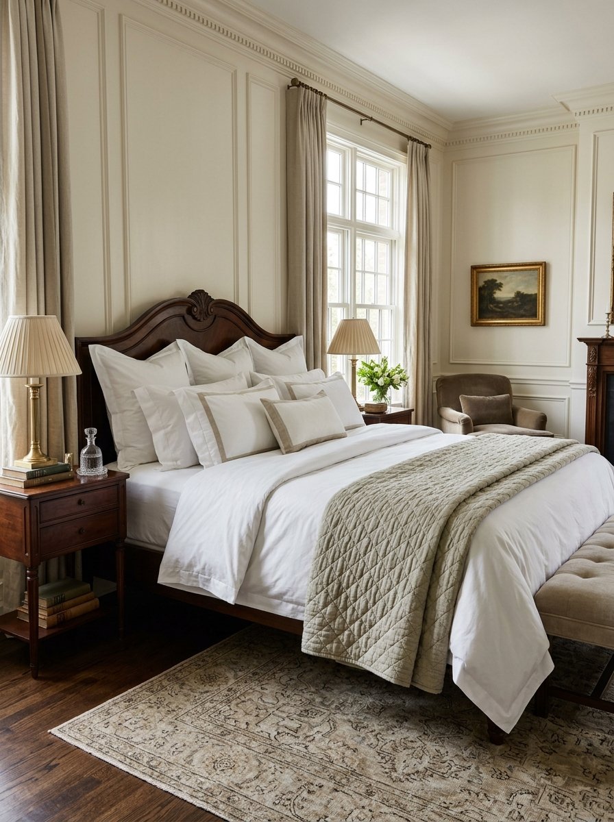 Crisp white layered bedding