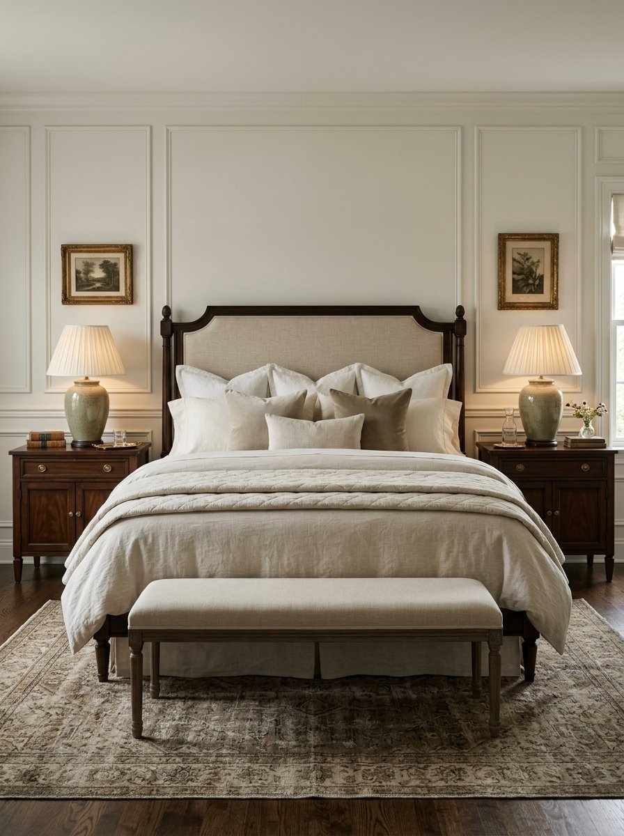 Matching table lamps on nightstands
