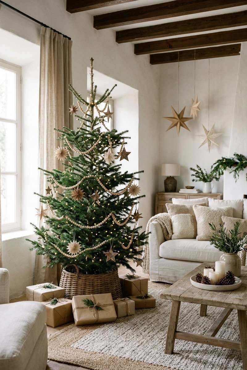 Decoración navideña nórdica con madera