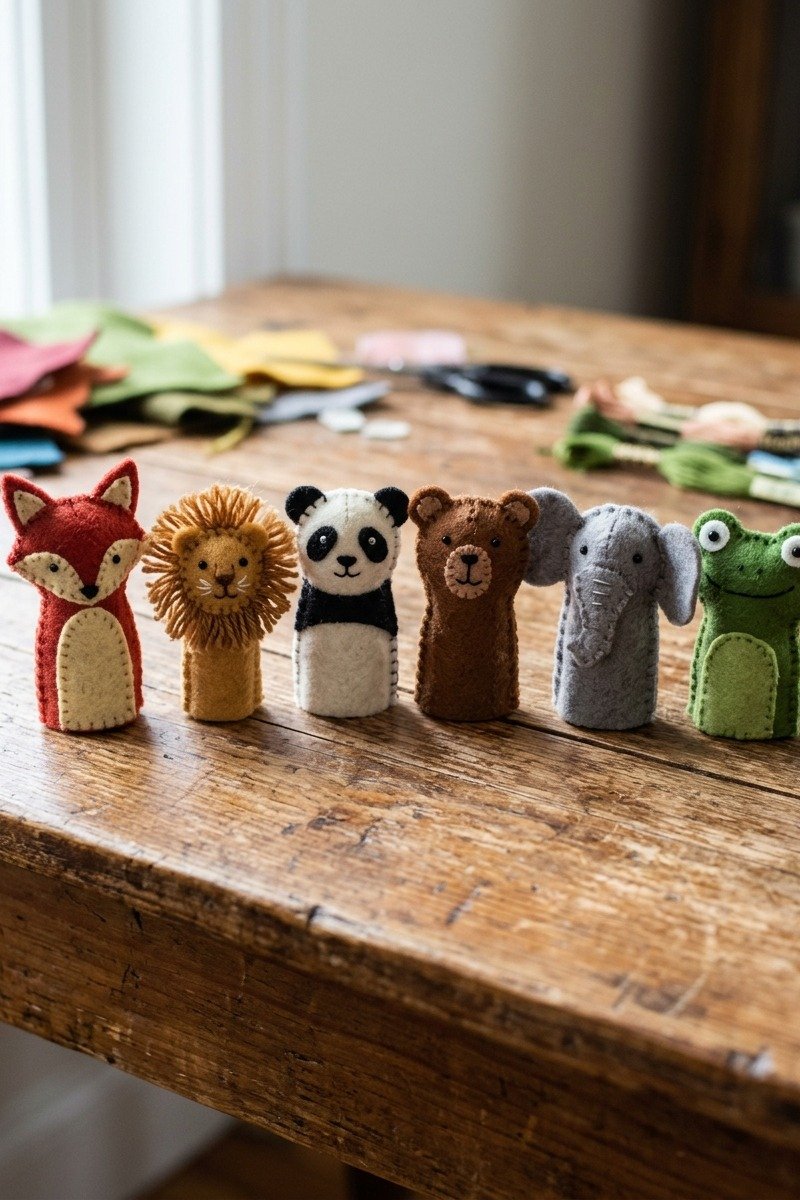 DIY felt animal finger puppets