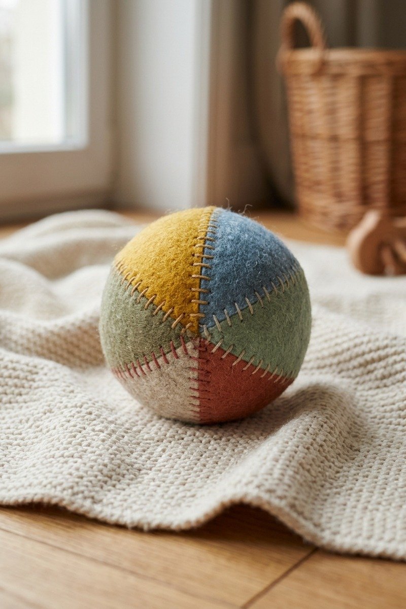 DIY soft felt rattle ball