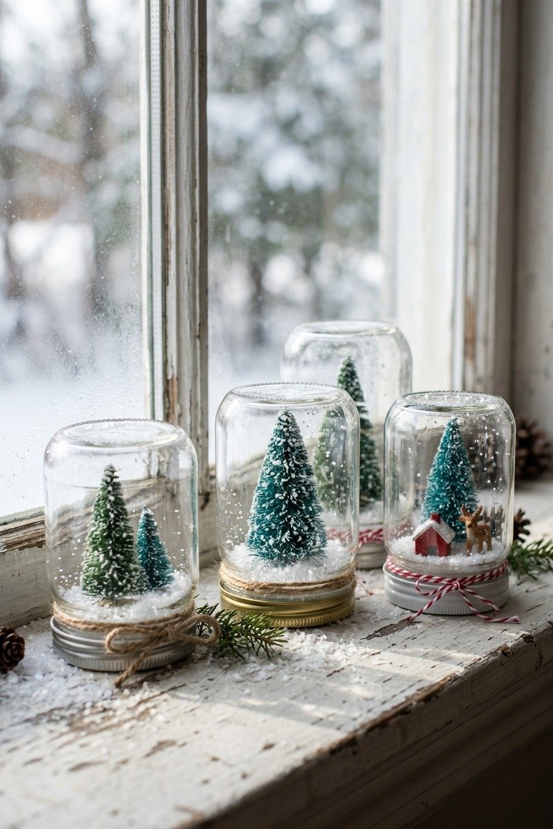 DIY snow globes in jars
