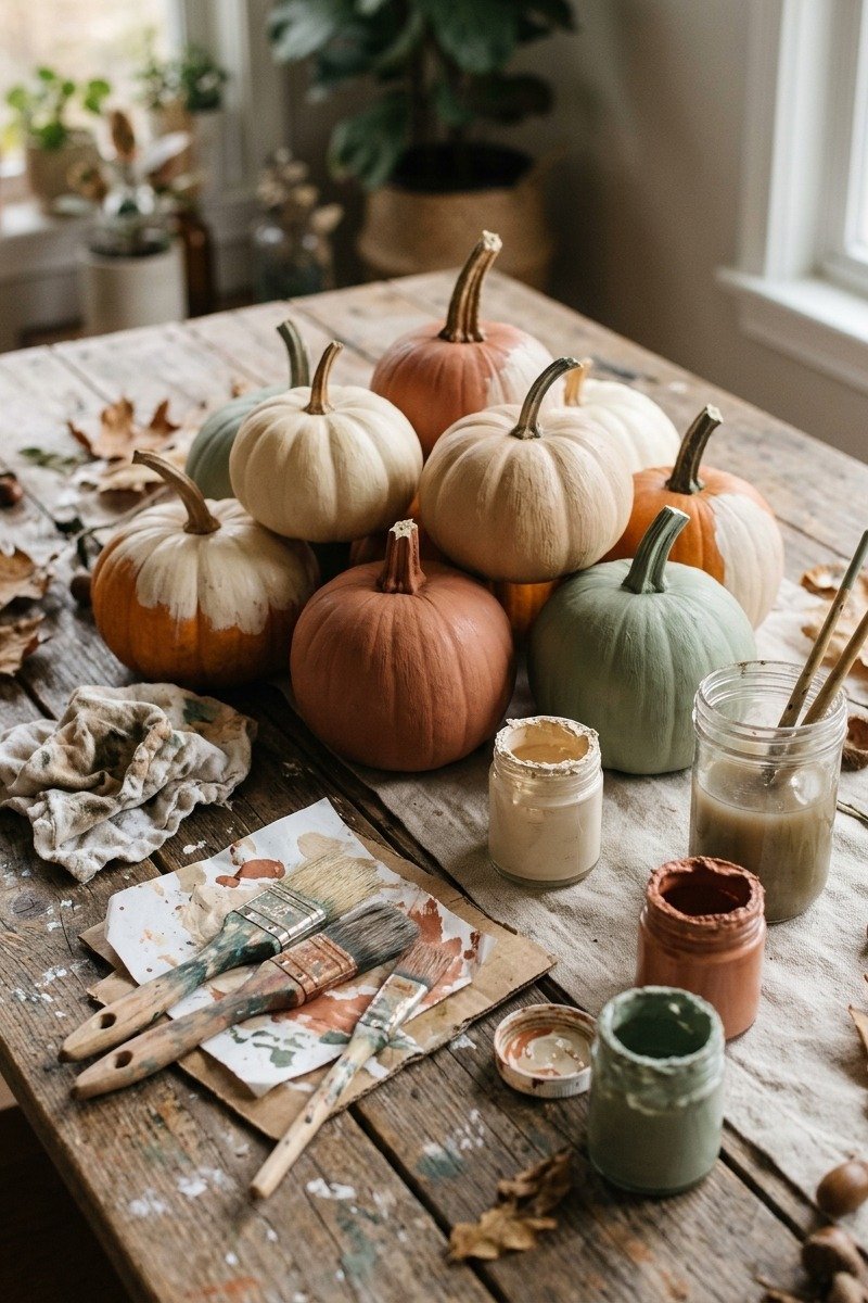 DIY painted neutral pumpkins
