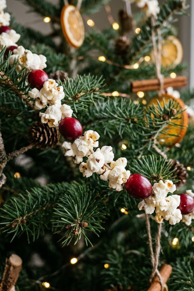 DIY popcorn and cranberry garland