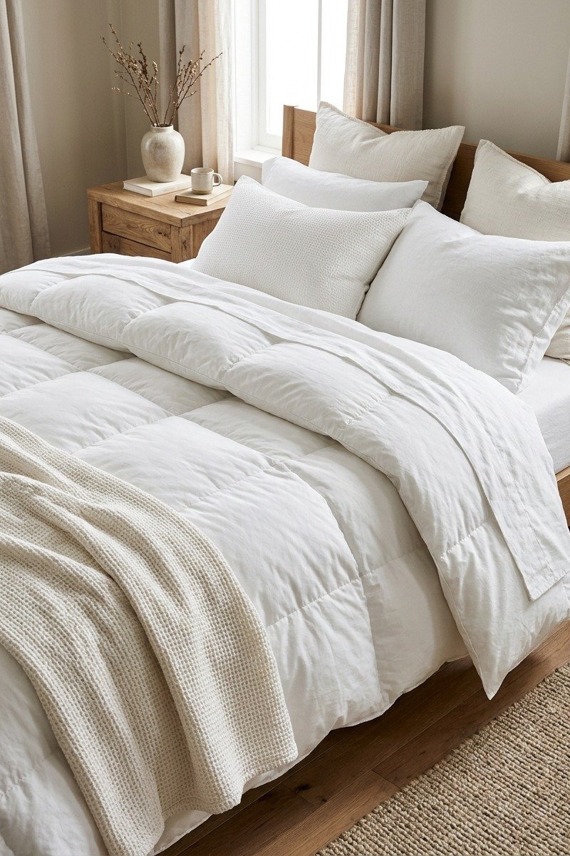 Fluffy white comforter