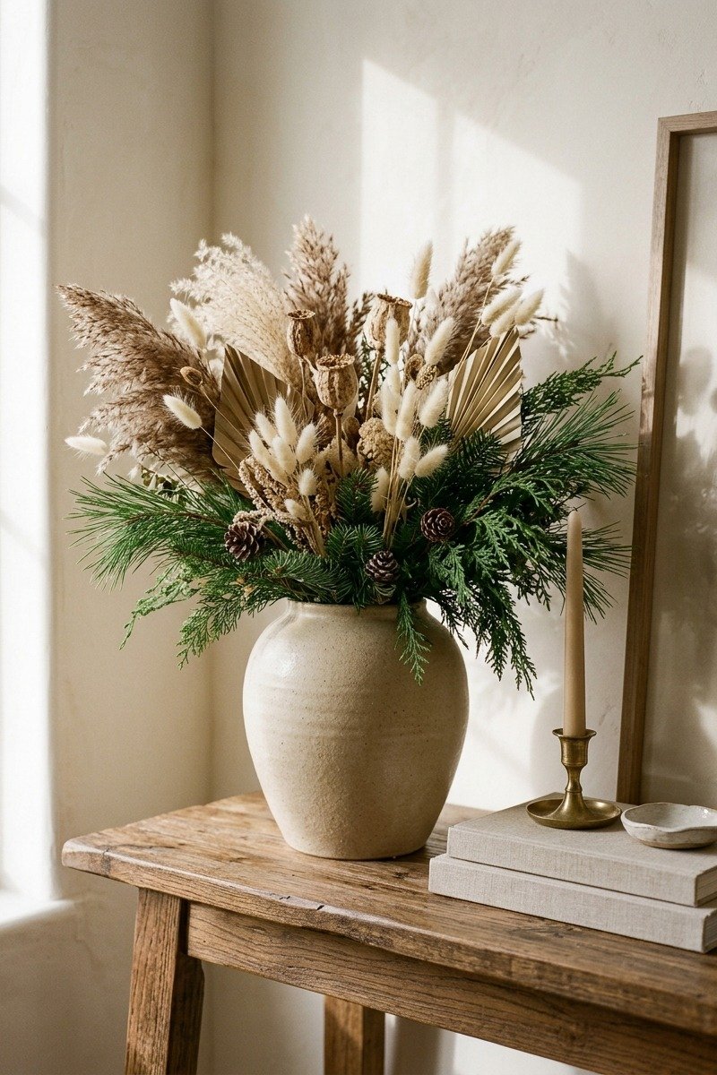 Dried brown florals in a vase