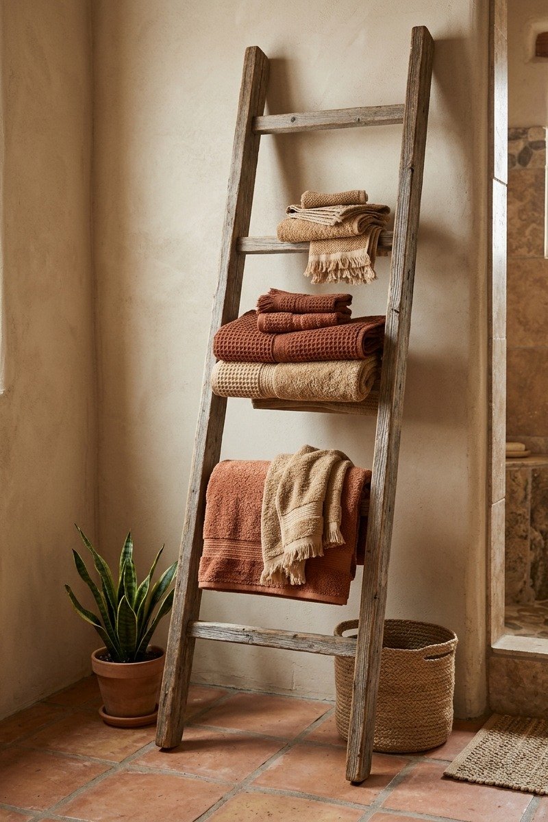 Rust and sand colored towels