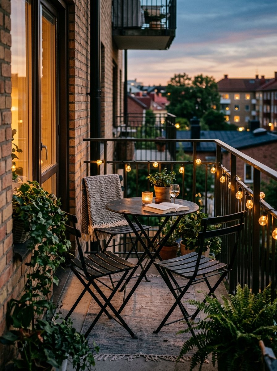 Folding bistro set on a small balcony