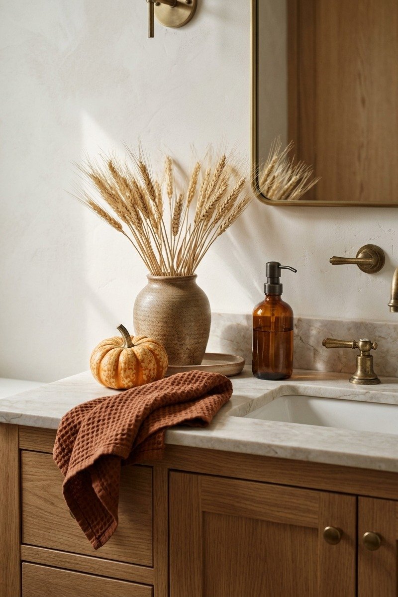 Bathroom with fall hand towels and soap