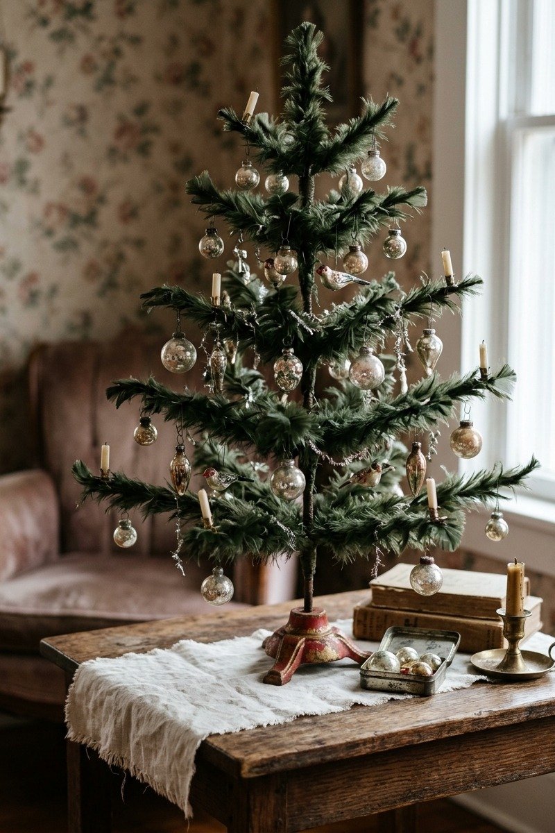 Vintage-style feather Christmas tree