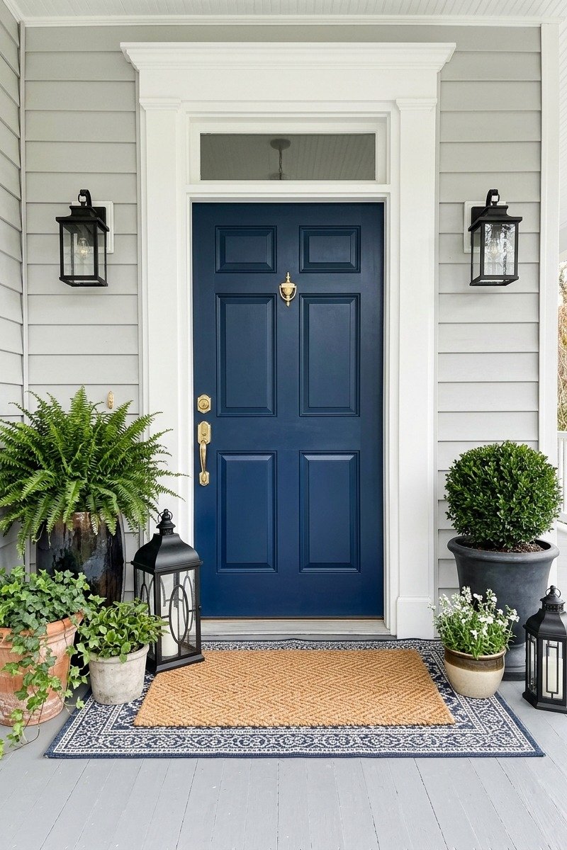 Welcoming front porch with plants