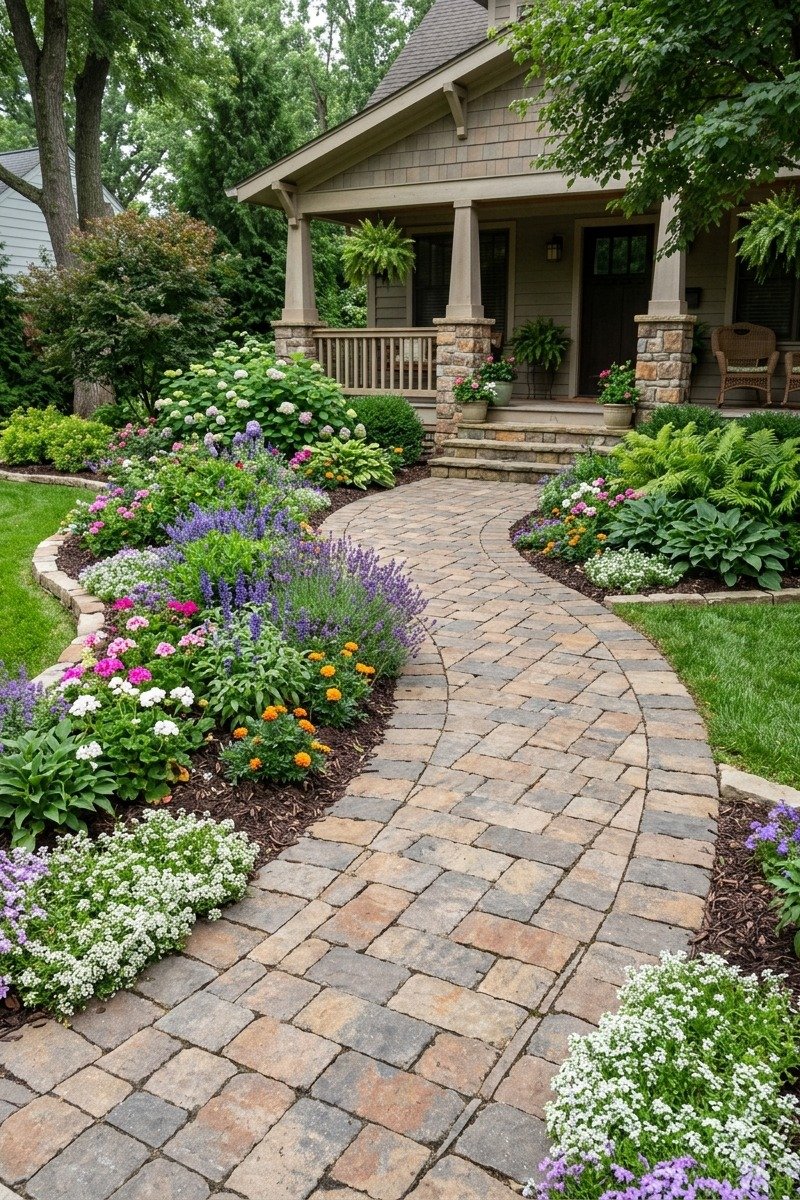 Paver walkway to a front door
