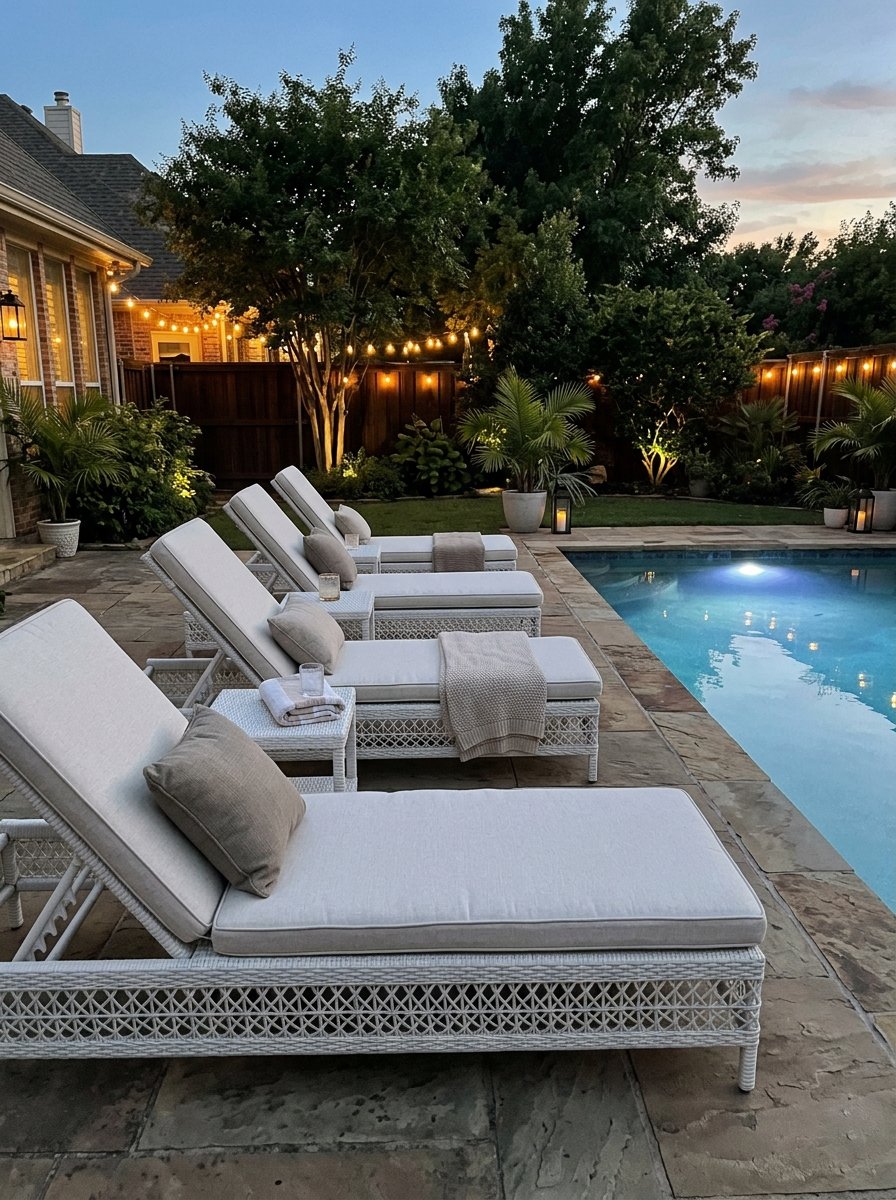Matching chaise lounges by the pool