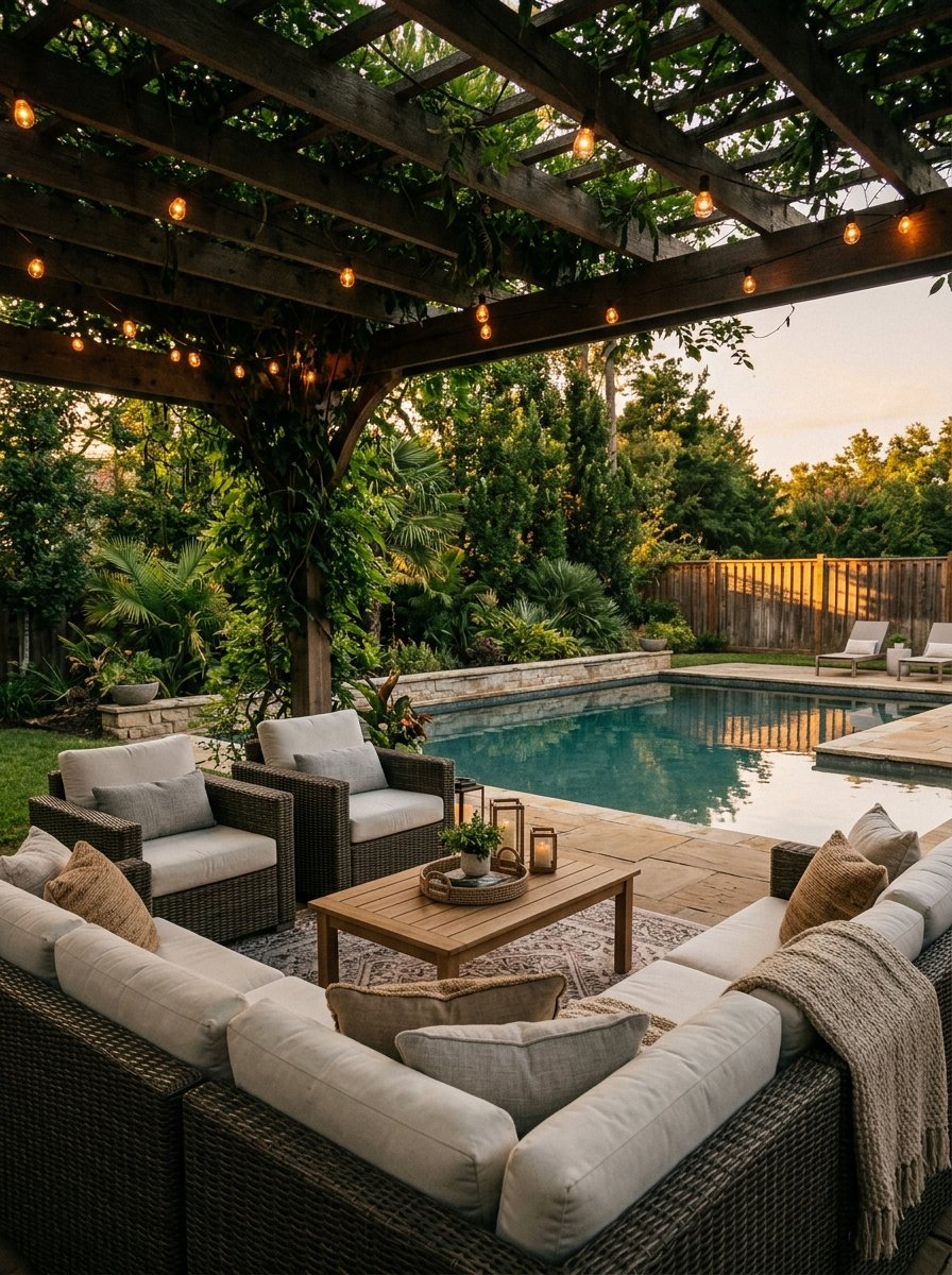 Outdoor sectional by the pool