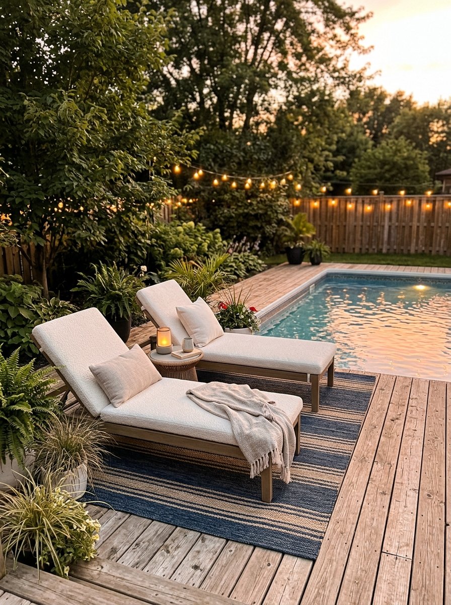 Outdoor rug on a pool deck