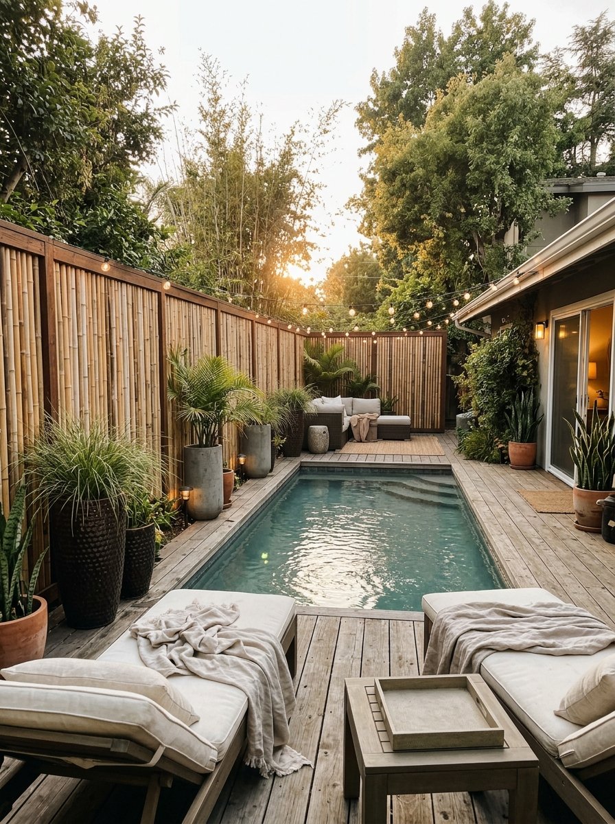 Privacy screen around a pool area