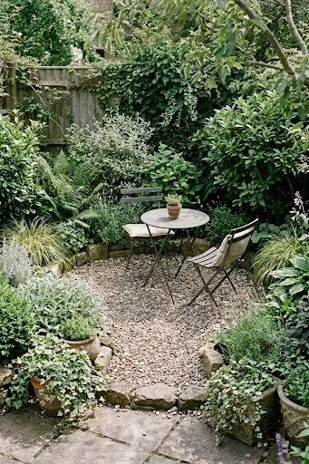Small seating area in a garden