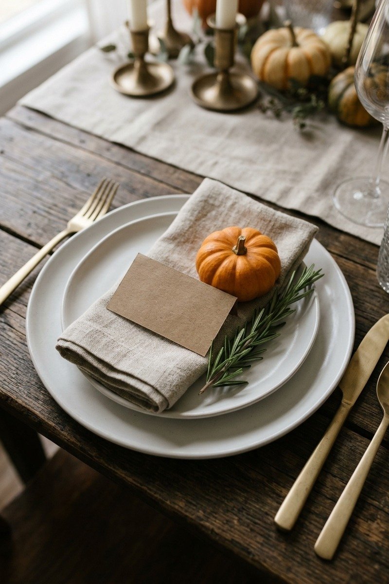 Thanksgiving place settings with gratitude cards